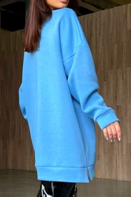 Rochie vatuita tip hanorac, IF NoT, croiala oversize, Albastru 1