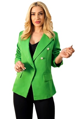 Sacou dama Zayre, cu butoni si buzunare decorative, Verde smarald, Marime S/M