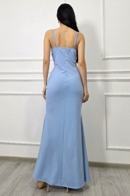Rochie lunga de seara Serelya, cu dantela, detaliu spate, Baby Blue marimea L 4 bucati 