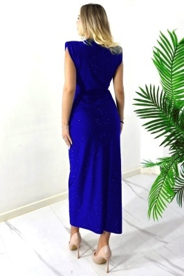 Rochie lunga cu cristale JHOSY si decolteu adanc detaliu spate