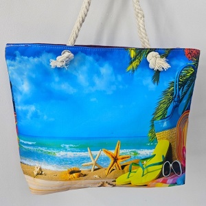 Set BIG Summer, geanta mare pentru plaja, palarie si evantai, Ramuri de migdal inflorit, Shark 1