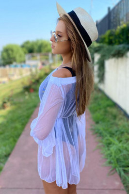 Set Floridas, costum de baie intreg si rochie din plasa, Alb1