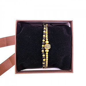 Set Gemma, doua bratari unisex, cu bile din inox si cristale de zirconiu5