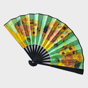 Set Summer, geanta mica pentru plaja, palarie si evantai, Floarea Soarelui, Van Gogh 1