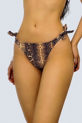 Slip de baie dama MOYA Roar, cu talie medie si croi reglabil, Snake