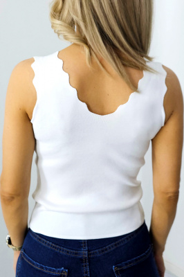 Top elegant Leonida, cu flori satinate detasabile, Alb, Marime S/M spate