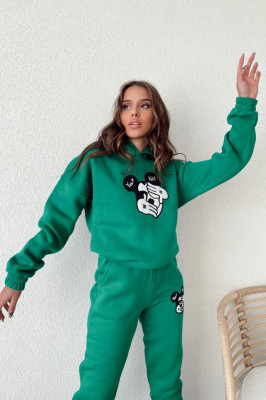 Trening vatuit Indeciss, din bumbac, cu imprimeu realistic Cartoon, Verde1