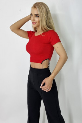 Tricou dama Maridea, cu strasuri, Rosu3