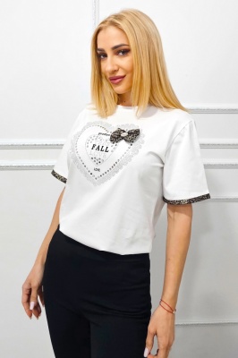 tricou de dama cu bumbac si paiete