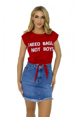 Tricou de dama scurt I Need Bags, rosu