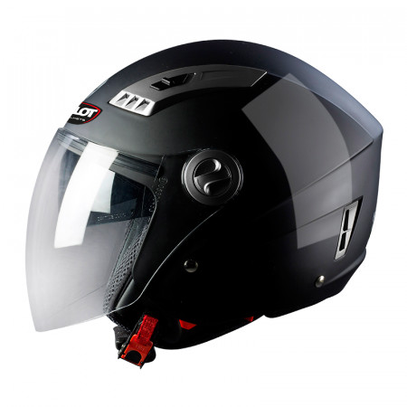 PILOT - Casca Open-face KIRON 3 (cu ochelari soare) - negru lucios, M