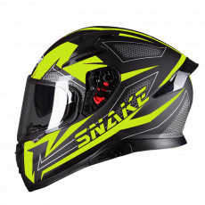 PILOT - Casca Full-face SNAKE (cu ochelari soare) - negru mat / galben fluo, M