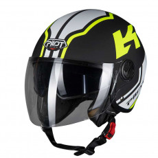 PILOT - Casca Open-face FAZER (sun visor) - XL, negru / galben fluo [bicolor]