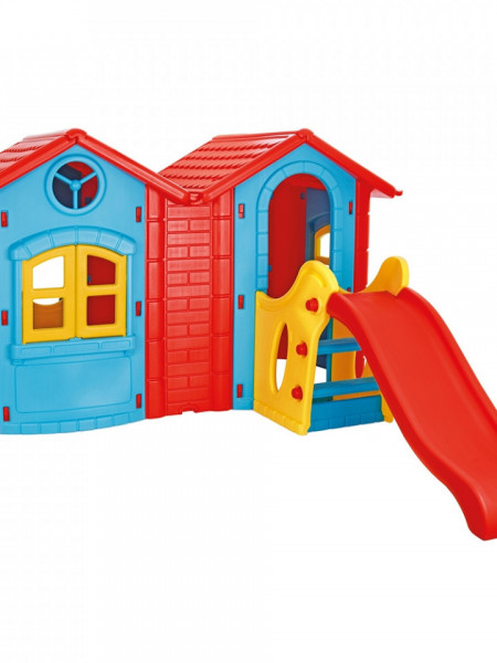 Casuta cu tobogan pentru copii Pilsan Double Happy House blue