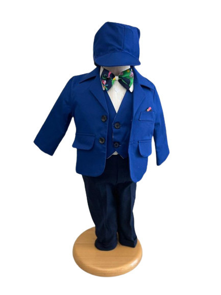 Costum de botez Grey Blu,, sezon primavara-toamna, 0-9 luni, albastru