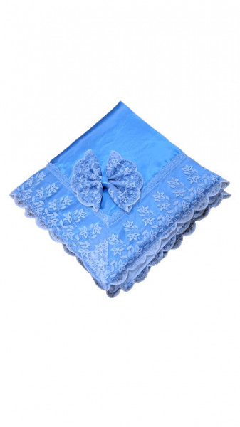 Pled Deluxe bebelusi, saten si dantela, bleu