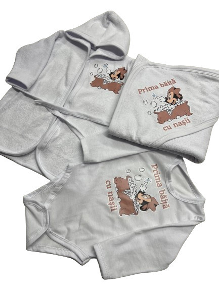 Set prima baita, Minnie in cadita, roz pudra, 3 piese, en gros
