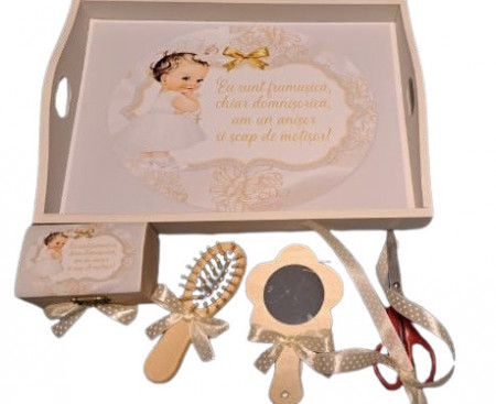 Tavita de turta, Baby Princess realizata pe tavita vopsita, set de 5 piese, engros