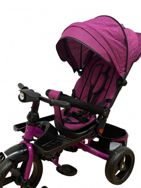 Tricicleta copii ,cu pozitie de somn, scaun rotativ, muzica si lumini, SL02, mov