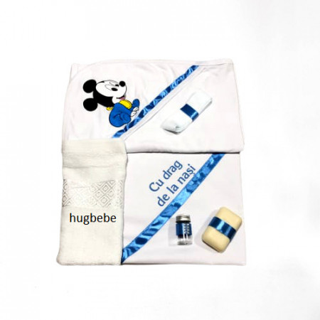 Trusou de botez 6 piese Mickey albastru