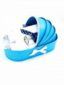 Trusou pentru botez, in cutie landou, complet pentru biserica,BLEUMARIN