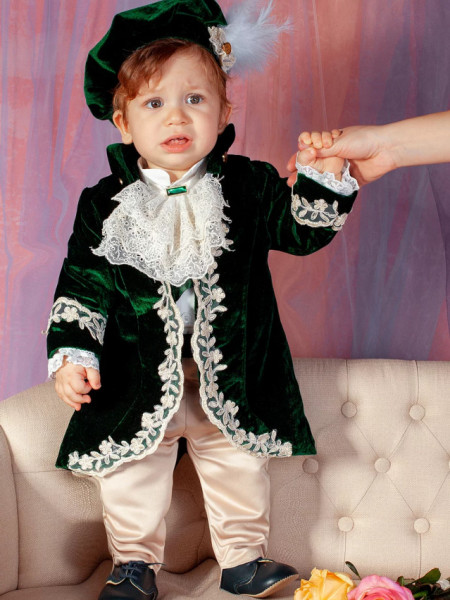 Costum elegant baieti Fabrizzio verde regal, 5 piese, 18 luni - 4 ani