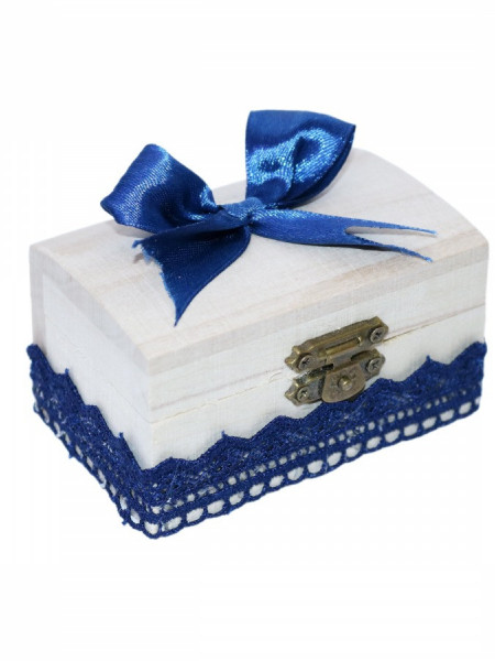 Cutiuta din lemn pentru suvita sau amintiri, bleumarin dantela