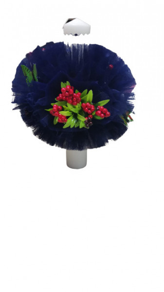 Lumanare de botez bleumarin, cu ornamente florale, hug 100
