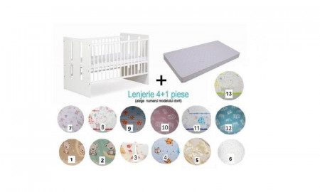 Pachet 3 in 1 Patut Paula Alb 120x60