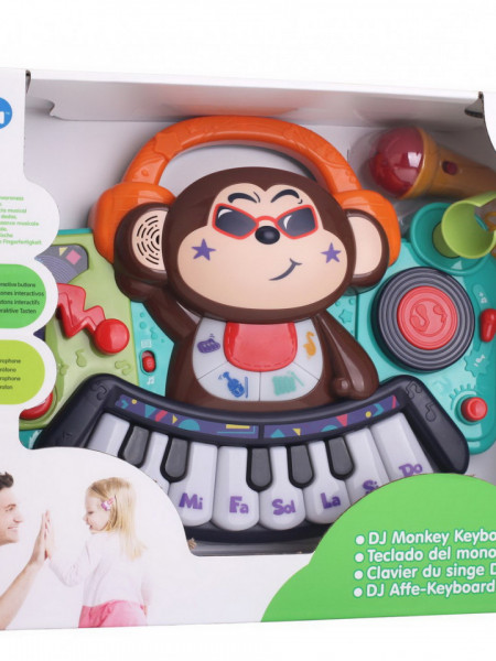 PIANINA BEBE MAIMUTICA DJ CU LUMINI SUNETE SI MICROFON
