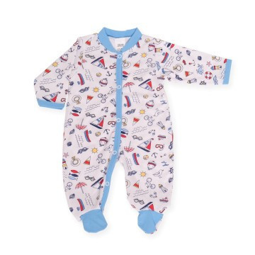 Salopeta bumbacel pentru bebe baietel Azuga