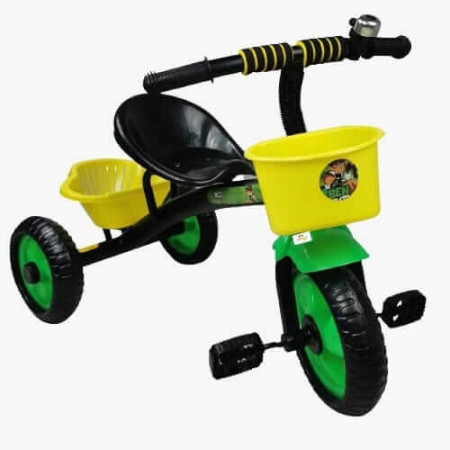 Tricicleta cu pedale, aliaj metalic, 2 cosuri, ghidon ajustabil,Ben Ten,negru,3-5 ani