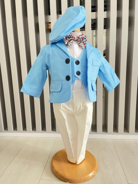 Costum de botez sezon primavara-toamna, 0-9 luni,bleu