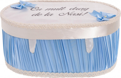 Cutie trusou pentru botez, ovala, , bleu