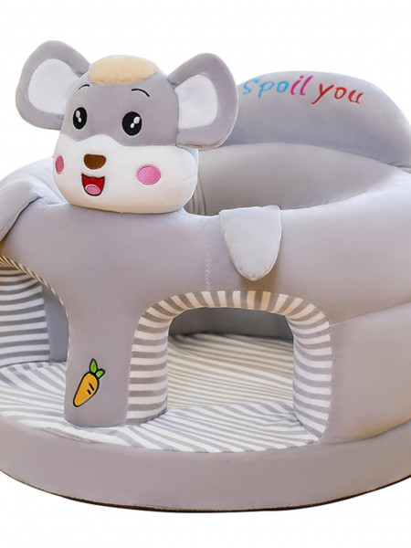 Fotoliu de plus bebe, pozitionator, cu spatar, cotiere si spatiu pentru picioare, 36*45 cm, Soricelul gri