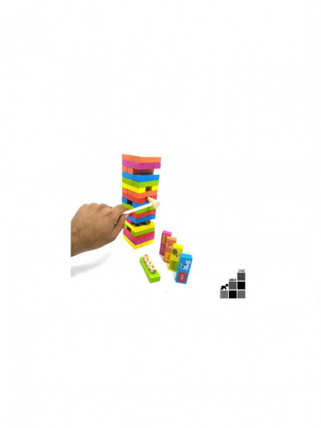 Joc 3 in 1 cuburi tip Jenga Color cu animale