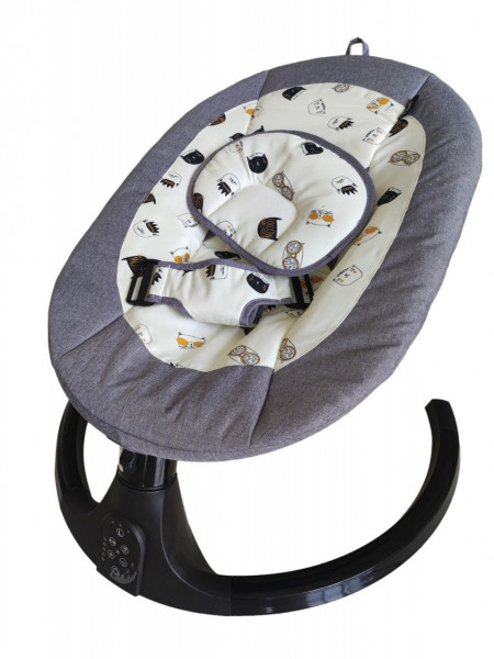 Leagan electri bebe, 2 in 1, si cu functie de balansoar, 0-16 kg, cu 3 trepte de temporizare, A4 gri