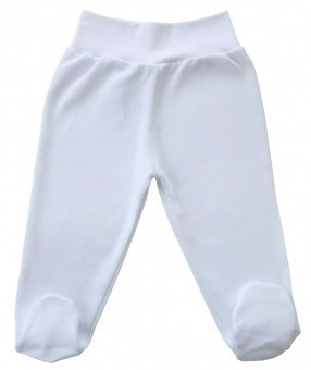 Pantaloni albi bebelusi, banta lata in talie, engros