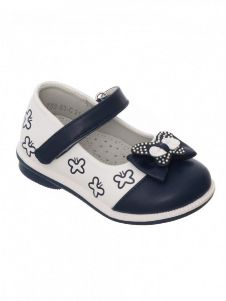 Pantofi eleganti , piele, cu talonet, Tomm Miki, alb/bleumarin