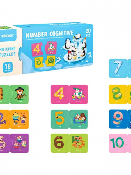 Puzzle educativ cu numere, colorat, 20 piese