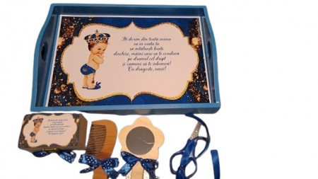 Tavita de mot, Baby Prince realizata pe tavita vopsita, set de 5 piese, engros