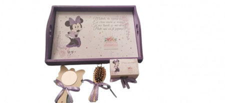 Tavita de mot din lemn vopsit,5 piese,Minnie Mouse,mov, EN GROS