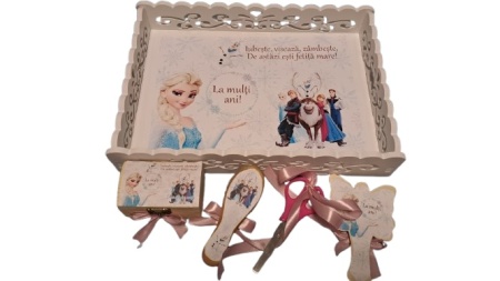 Tavita de mot, material MDF, cu margini dantelate, 33x24 cm,Frozen, en gros