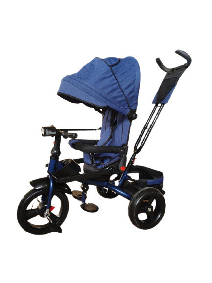 Tricicleta 5099EVA cu pozitie de somn, scaun reversibil, far cu lumini si muzica, bleumarin