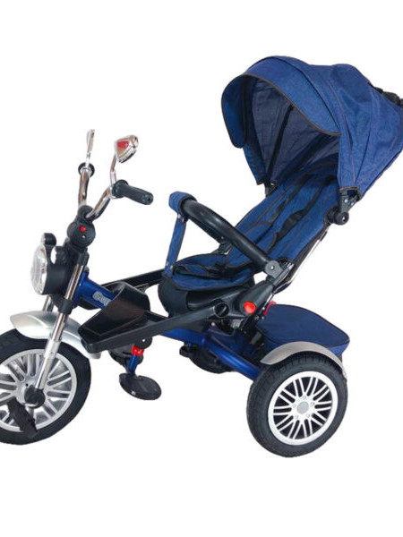 Tricicleta copii, cu scaun rotativ, pozitie de somn si roti cauciuc, max 25 kg, 9luni-5 ani, 5199,albastru