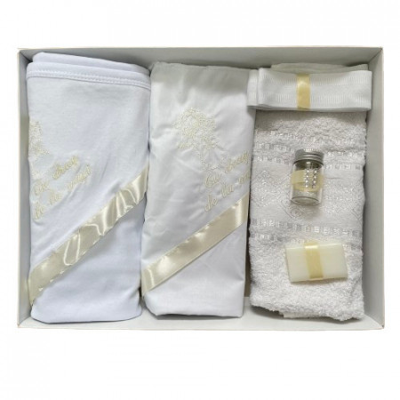 Trusou de botez, 6 piese ,Ingeras brodat, ,ivoire