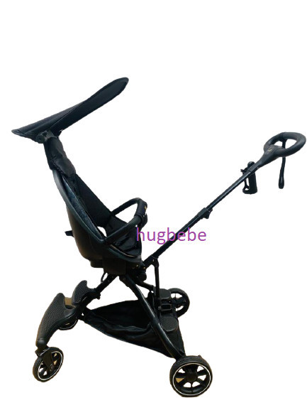 Carucior sport ultrausor, compact,cu scaun reversibil, parasolar rotativ, protectie UV, 6 luni-3 ani, negru