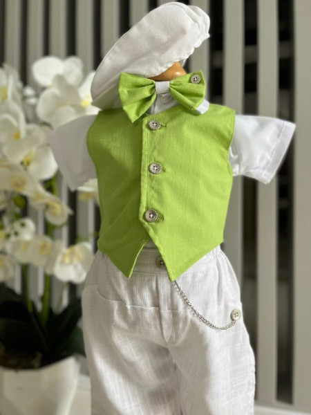 Costum elegant pentru ocazii speciale, cu pantaloni3/4 si vestuta, 0-12 luni