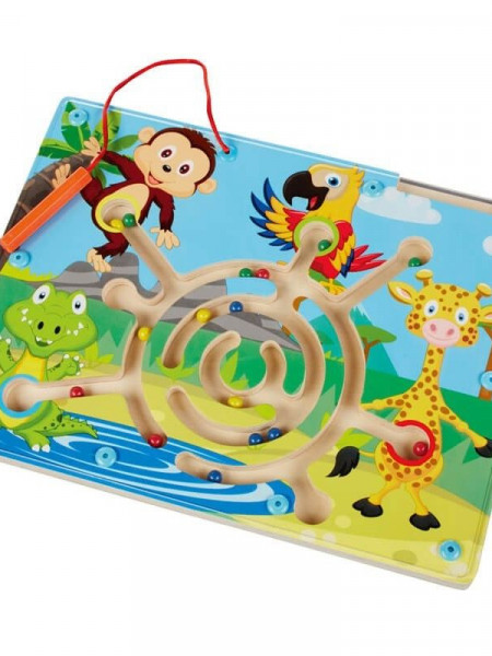 Labirint din Lemn Magnetic - Animalute diverse, 3 ani+