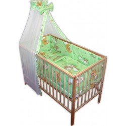 .Lenjerie patut bebe cu 6 piese ursulet,verde